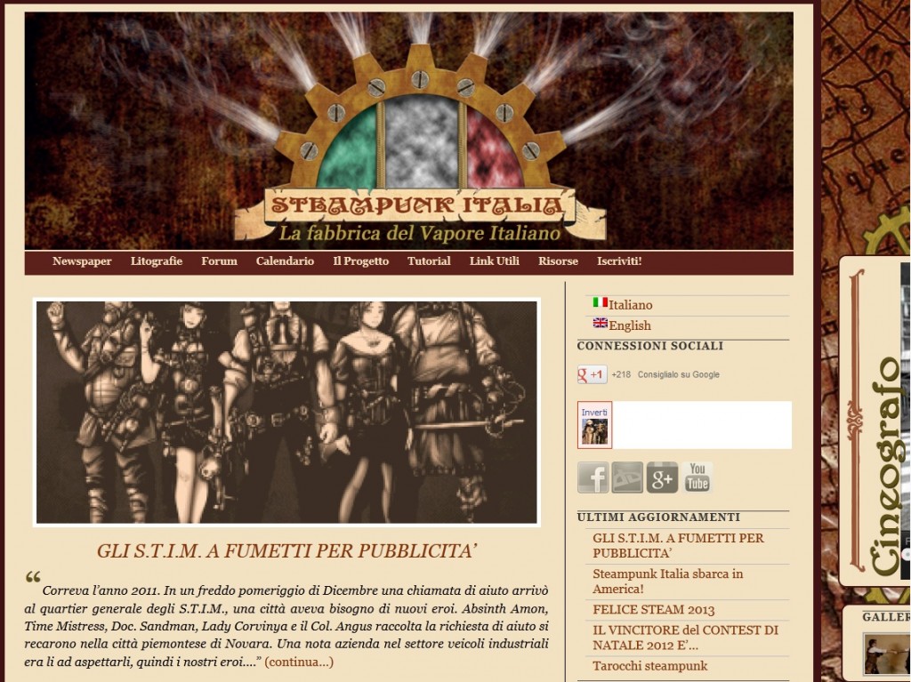 la nuova veste grafica del sito di Steampunk Italia